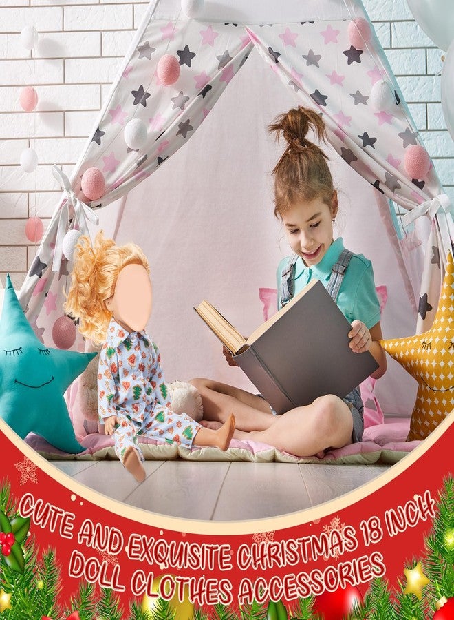 Simgoing 6 Set Christmas Doll Clothes for 18 Inch Dolls Accessories Christmas Pajamas Set Fashion Doll Clothes Pajamas Decor for Xmas Holiday Decoration Gift Supplies - Image 3